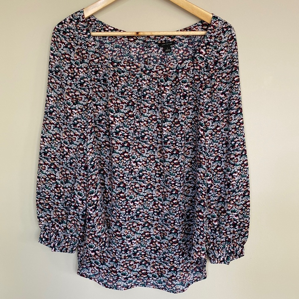 Ann Taylor Floral Square Neck Top